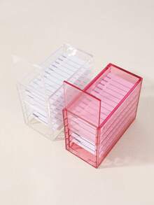1pc Clear Acrylic 5 Layers False Eyelash Grafting Storage Box, Adhesive Strip Case, Suitable For Makeup Tools Storage - Multicolor - View 2