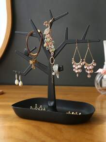 Árbol de joyería para colgar joyas, expositor de collar y aretes con forma de árbol para almacenamiento en la entrada o el dormitorio, organizador de joyas - Multicolor - Ver 6