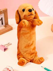 ESTUCHE PARA LÁPICES EN FORMA DE PERRO DE PELUCHE - Marrón Mocha - Ver 1