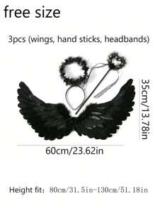 3pcs Angel Wings Costume Decoration, Swallow Shaped White Feathered Wings, Costume Party Props,Halloween Costume Angel Halo Prom