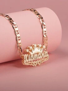 Customized Double-Layer Car Accessory Flower Crown English Alphabet Letter Personalized Car Name Necklace, Festival Gift, Suitable For Any Occasion Stylish,Fall Fashion,Contracted,Simple,Casual,Cuties Custom,Personalized,Unique Ideal Gifts For Her Girlfriend,Mom,Family,Friends,Daughter For Anniversaries,For Valentine's Day,For Mother's Day,For Birthdays,For Graduation,For Daily Wear,For Weddings,For Prom