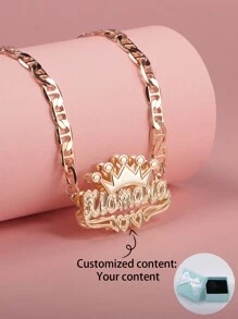 Customized Double-Layer Car Accessory Flower Crown English Alphabet Letter Personalized Car Name Necklace, Festival Gift, Suitable For Any Occasion Stylish,Fall Fashion,Contracted,Simple,Casual,Cuties Custom,Personalized,Unique Ideal Gifts For Her Girlfriend,Mom,Family,Friends,Daughter For Anniversaries,For Valentine's Day,For Mother's Day,For Birthdays,For Graduation,For Daily Wear,For Weddings,For Prom