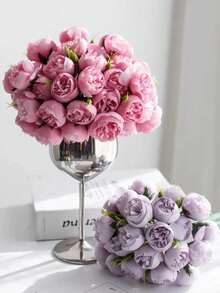 27 Bundled Tea Roses, Peony Roses, Simulation Flowers, Hot Selling Items. Bundle Of Tea Roses, Holding Flowers, Photography Props 1 Bundle, Fake Flowers - Multicolor - View 8