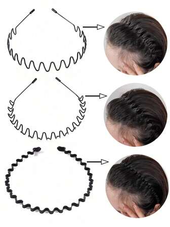 3 Stücke Street Haarreif in Wellenform für Frauen, Haarband zum Waschen des Gesichts, zur Verwendung mit Maske und beim Schminken, rutschfester Kopfbügel für gewellte und unkomprimierte Frisuren