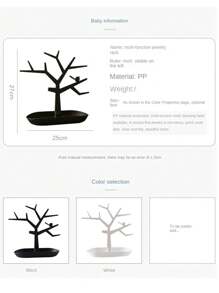 Árbol de joyería para colgar joyas, expositor de collar y aretes con forma de árbol para almacenamiento en la entrada o el dormitorio, organizador de joyas - Multicolor - Ver 4