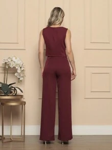 Women's Set Vest With Pants Chic Social Tailoring - Redwood - View 2