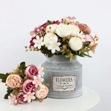 1支逼真玫瑰、牡丹、茶玫瑰仿真花，适合情人节、房间装饰、摆设，也适合新年、家居装饰、婚礼、情人节鲜花装饰、情人节礼物 - 彩色 - 查看 10