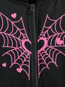 Chaqueta con capucha con cierre para niña joven, de estilo dulce y elegante para uso diario y deportivo