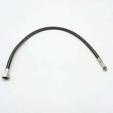 1 par de mangueras de acero inoxidable con punta, tubo de entrada de grifo de cocina/lavabo de metal de un solo orificio para agua caliente y fría, a prueba de explosiones - Negro - Ver 9