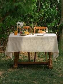 1 pieza Mantel de tela de lino en varios tamaños con bordado, para cocina, comedor, fiesta, festivales, Navidad, buffet, mesa de café, decoración de jardín, etc. Mantel de jardín a rayas retro francés crema con estilo de madera natural japonés engrosado de tela lino para mesa de té, decoración de jardín, interior de alta gama, decoración de bodas en varios tamaños