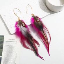 1 Pair Of Exquisite Feather Drop Earrings - Unique Retro-Inspired Design, Versatile For Daily Wear, Perfect Party Accessories, Bold -Inspired Jewelry - Thoughtful Gift Idea For Women