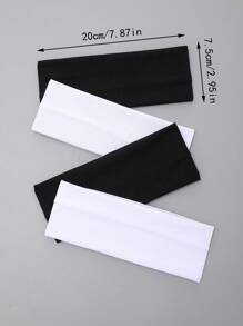 4条装男女通用宽弹力头带（7.5厘米/2.95英寸），防滑吸汗柔软面料，适合瑜伽、跑步、健身等运动，可作头巾、发带、秋冬季节度假发带、女士优雅围巾、女士头巾、柔软头巾。 - 黑與白 - 查看 7