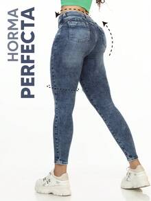 Jeans Super Skinny para Dama en Mezclilla Stretch con Efecto Levanta Glúteo - Lavado ligero - Ver 4