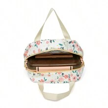Fashionable Versatile Women's Handbag With Small Floral Print, Double Backpack Combination, School Backpack For Students - Multicolor - View 3