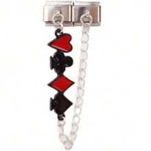 1pc Italy Style Stainless Steel Poker Charm Bracelet Component Cute And Detachable Suitable For DIY Making - Multicolor - View 5