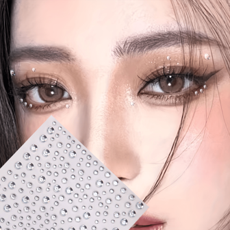 1pc These 3D Crystal Face Gems Are Your Ticket To Festival - Worthy Looks! Perfect For, Raves, Or Themed Parties, They Add Instant, Eye - Catching Sparkle. The Mixed - Size Crystals Create A Layered, 3D Effect That Pops In Photos And Under Lights. Easy To Apply – Just Peel And Stick On Clean Skin (No Glue Needed!)