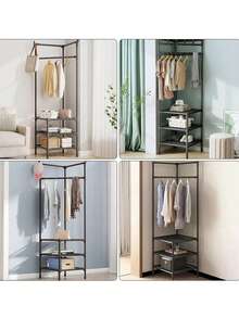 1pc Simple Floor-Standing Corner Coat Rack, Modern And Minimalist Design Coat Hanger For Home, Indoor Installation Decorations Autumn Decor Festival Decor Room Decor Home Decor Fall Decor Bedroom Decor Halloween Decor, Room Decor, Christmas Decorations, Halloween, Halloween Decorations, Christmas, Halloween Decor, Christmas Decor, Fall Decor, Christmas Decor, Storage, Organizer - Black - View 9