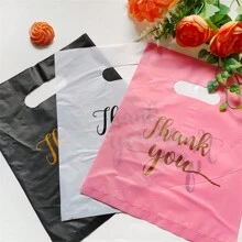 10/50/100 Chiếc Túi Thank You Túi Nhựa Cầm Tay Túi Quà Tặng Dập Nóng In Tiệc Sinh Nhật Mua Sắm Kẹo Bánh Quy Bao Bì Đồ Dùng Học Tập Túi Thực Phẩm Hộp Thực Phẩm Thích Hợp Cho Kẹo Bánh Quy Sô Cô La V. V. - Đen 100 chiếc - Xem 3