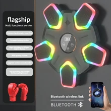 Máquina de boxeo con música y guantes de boxeo, entrenador de boxeo inteligente con Bluetooth montado en la pared, equipo de entrenamiento de boxeo electrónico de objetivo para hacer ejercicio en casa, interior y gimnasio - Multicolor - Ver 1