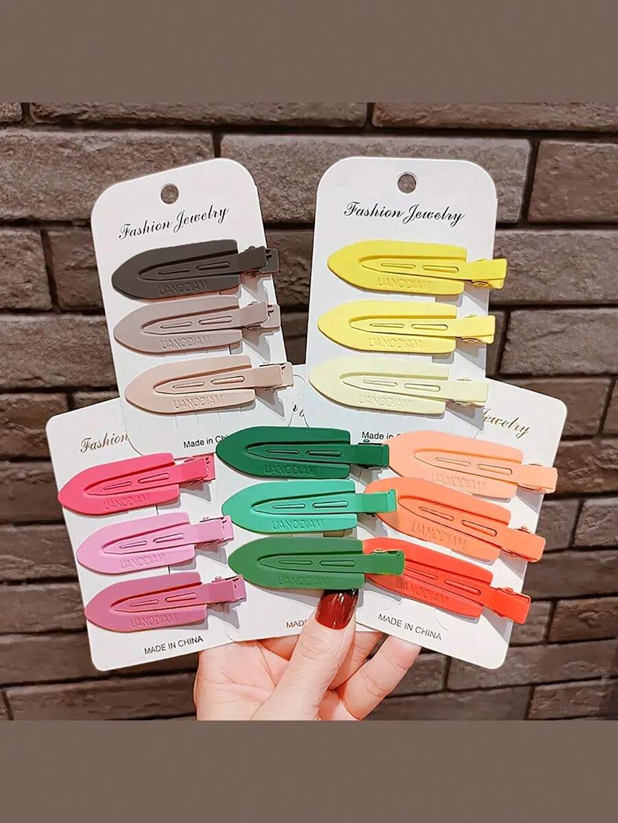 15入組彩色邊緣裝飾髮夾 - 彩色 - 查看 1