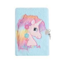 Cuaderno de peluche con candado de dibujo animado A5 con unicornio para niños, diario lindo, libro de contabilidad de mano para niña, cuaderno (los colores teñidos al azar) - Multicolor - Ver 8