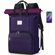 RAINSMORE Rolltop Backpack Women Men Large Laptop Backpack 15.6 Inch Backpack Waterproof Black Backpack School Backpack Travel Backpack Daypacks - Purple - View 1