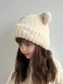 1pc Children's Ear Ion Hat, Winter Thick Cap, Warm Knitted Hat For Boys & Girls, Korean Style, Fashionable & Suitable For Outdoor Daily Wear, For Children Age 3-11 - 1PC - View 5
