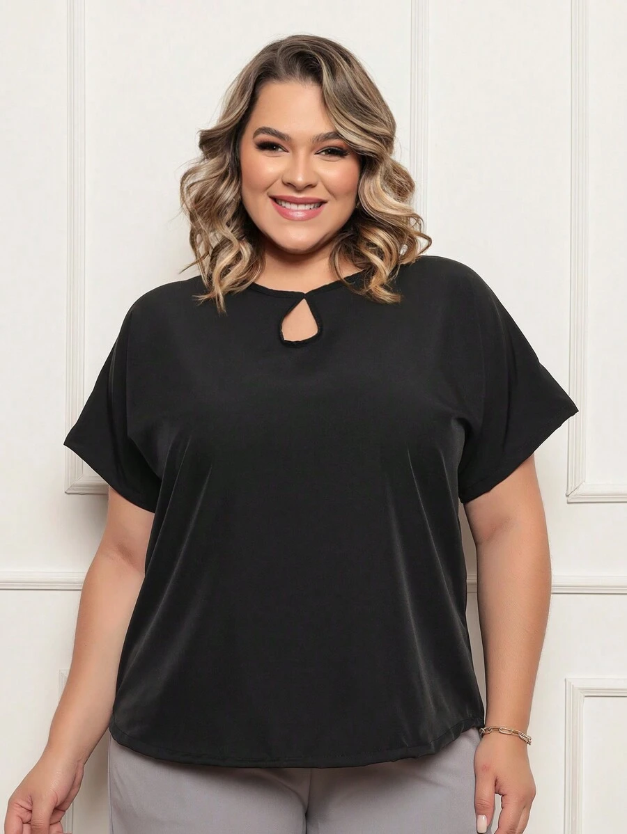 Plus Size Blouses - Black - View 1