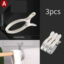 Pinza Para La Ropa De Acero Inoxidable En Varios Tamaños Con Clip Grande Fijo Para Colgar Ropa Y Mantas Y Resistente Al Viento - Plateado - Ver 14