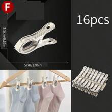 Pinza Para La Ropa De Acero Inoxidable En Varios Tamaños Con Clip Grande Fijo Para Colgar Ropa Y Mantas Y Resistente Al Viento - Plateado - Ver 16