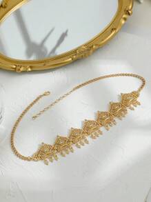 Neue vergoldete Zinklegierung Mehrfarbige Damen Krone mit Hohldesign Haarschmuck, mit zentralem rundem Edelstein Einlage und Diamant-Fadenrelief, geeignet für Hochzeiten, Geburtstage und andere Anlässe - Mehrfarbig - Übersicht 8