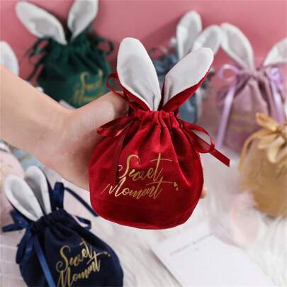 2pcs Jewelry Candy Storage Pouch, Cute Bunny Ear Cloth Candy Bag For Portable Storage Of Earrings, Necklaces, Rings Room Decor Home Decor Fall Decor Bedroom Decor