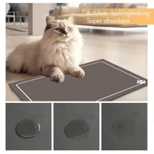 1pc Black/Grey Bone Printed Pet Feeding Mat, High Absorbent & Quick Drying, Easy To Clean, With Anti-Slip Rubber Backing, Suitable For All Seasons, Pet Bowls Mat For Dogs & Cats, Crate Mat - Multicolor - View 6