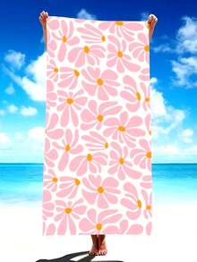 1入組可愛菊花印花超細纖維沙灘巾，夏日必備 - 彩色 - 查看 5