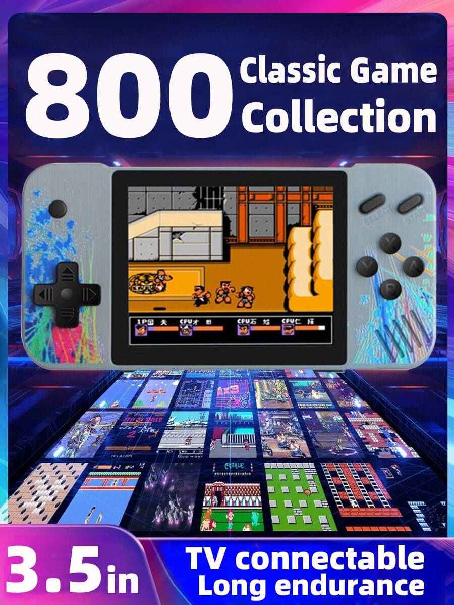 1pc Game Console With 800 Games  3.5-Inch Large Screen Nostalgic Retro Handheld Game Console Can Be Connected To TV Russian Old-Fashioned Handheld Game Console  Classic Memory Mini Game Console For Teenagers  Birthday/Holiday Gift