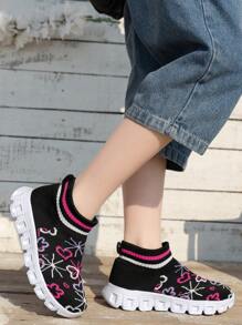 女童花卉鞋，卡通圖案，時尚學生鞋 - 彩色 - 查看 5