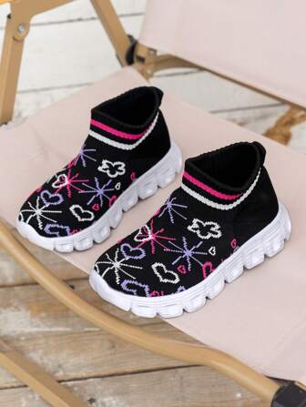 Girls' Floral Shoes, Cartoon Pattern, Fashionable Student Shoes