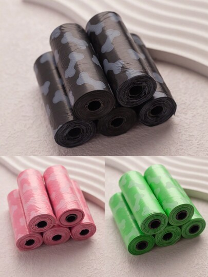 75pcs Pet Printed Waste Bags, 5 Rolls Portable Dog Poop Bags, 15pcs/Roll Pet Waste Bag For Cat & Dog Replacement Cleaning