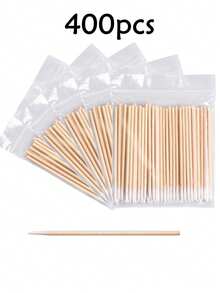 400入組一次性臉部化妝棒，多功能清潔棉花棒，適用於化妝、紋身和縫隙清潔 - 白色 - 查看 8