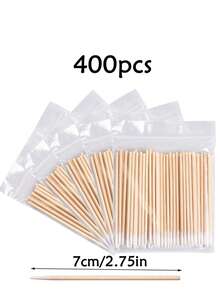 400入組一次性臉部化妝棒，多功能清潔棉花棒，適用於化妝、紋身和縫隙清潔 - 白色 - 查看 2