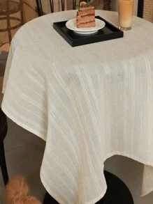 1 pieza Mantel de tela de lino en varios tamaños con bordado, para cocina, comedor, fiesta, festivales, Navidad, buffet, mesa de café, decoración de jardín, etc. Mantel de jardín a rayas retro francés crema con estilo de madera natural japonés engrosado de tela lino para mesa de té, decoración de jardín, interior de alta gama, decoración de bodas en varios tamaños