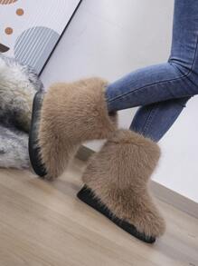 Women's Thickened Furry Snow Boots, Autumn Winter New Style, High-Quality Fabric, Thickened Soles, Increased, Elegant, Casual, Fashionable And Versatile Ankle Boots For Women - Light Brown - View 7