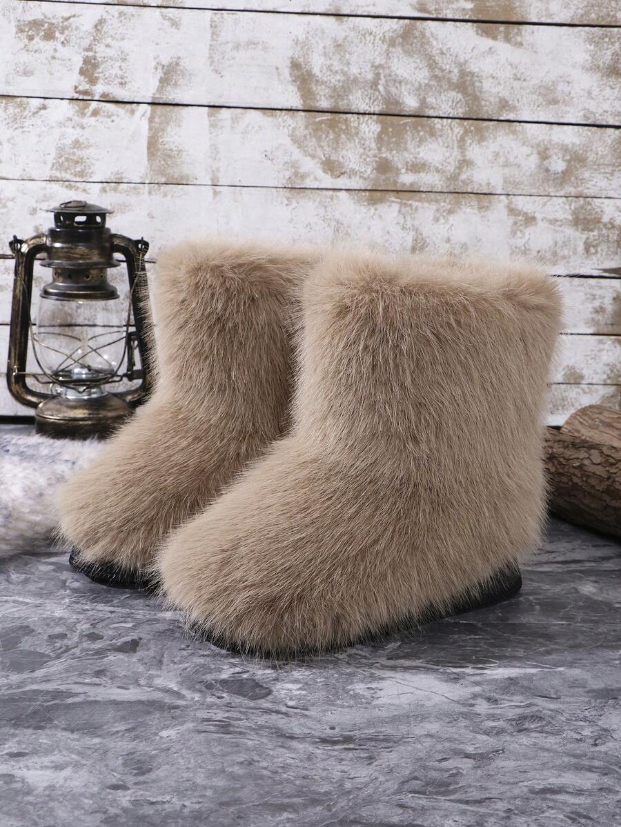 Women's Thickened Furry Snow Boots, Autumn Winter New Style, High-Quality Fabric, Thickened Soles, Increased, Elegant, Casual, Fashionable And Versatile Ankle Boots For Women