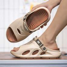 男士厚底一脚蹬拖鞋，2025 年夏季新款增高防滑透气百搭沙滩休闲装 - 駝色 - 查看 4