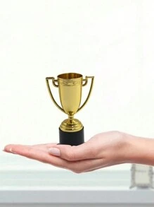 12pcs-Plastic Material Gold Trophies Party Prizes Props, Party Honours Gold Trophies Props, Photography Props, Sports Prizes, Games Souvenirs, Competition Prizes