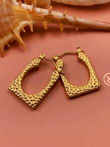 9 Pairs Of Stainless Steel Earrings For Women Large Different Shapes Bamboo Earrings Set Chunky Gold Hoop Earrings Hip Hop Style Fashion Custom Jewelry Party Accessories