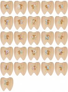 Caja de madera para dientes de bebé, soporte para almacenamiento de dientes del niño, organizador de recolección de dientes de reemplazo con diseño temático de hadas, registro de información sobre los dientes, recuerdo del crecimiento infantil, regalo de Navidad y cumpleaños para niños con patrón de 26 letras iniciales - Amarillo - Ver 5