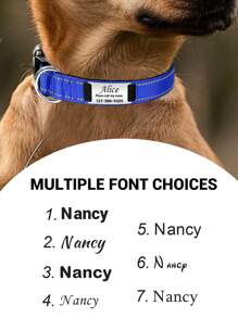 1Pc Reflective Personalized Dog Collar With Nameplate, Adjustable Dog Collar With Custom Engraved Steel Slide On Pet ID Tag, Silent, No Noise Dog Tag For Large Medium Or Small Large Comfort-Fit Neoprene Dog Collar For Small And Medium Breeds - Hi-Vis Reflective Adjustable, Soft Padding For Optimal Comfort - Ideal For Daily Walks & Outdoor Adventures