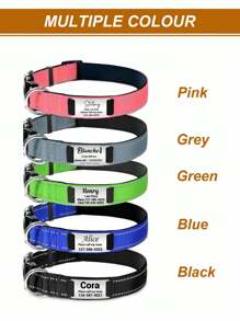 1Pc Reflective Personalized Dog Collar With Nameplate, Adjustable Dog Collar With Custom Engraved Steel Slide On Pet ID Tag, Silent, No Noise Dog Tag For Large Medium Or Small Large Comfort-Fit Neoprene Dog Collar For Small And Medium Breeds - Hi-Vis Reflective Adjustable, Soft Padding For Optimal Comfort - Ideal For Daily Walks & Outdoor Adventures