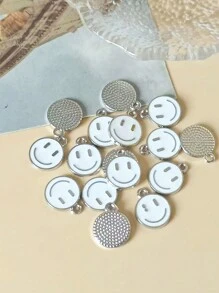 20pcs Mixed Color Zinc Alloy Emoticon Design Bead For Diy Necklace, Bracelet Making